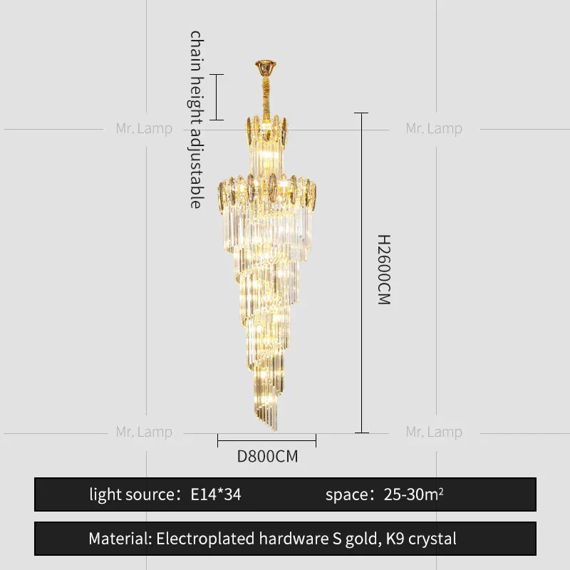 DecorBites™ Crystal Chandelier: Modern Minimalist Duplex Living Room Luxury Light