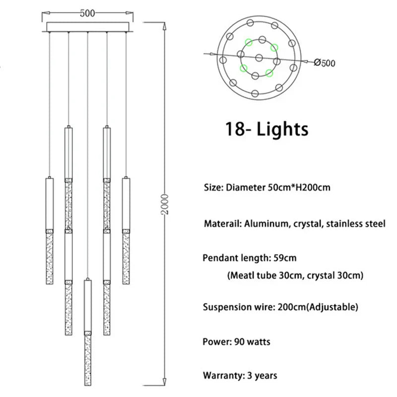 DecorBites™ Crystal LED Chandelier: Modern Nordic Minimalist Indoor Light Fixture for Living Room
