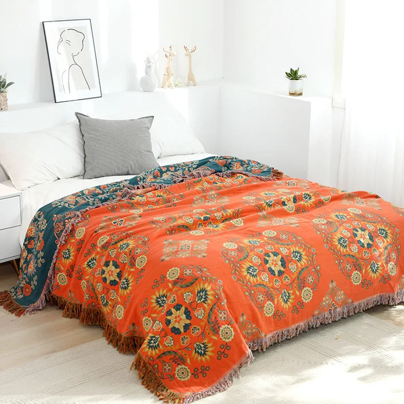بطانية كنب من DecorBites™ مزدوجة الوجه - غطاء قطن ياباني - لحاف و بطانية سفر لجميع الفصول