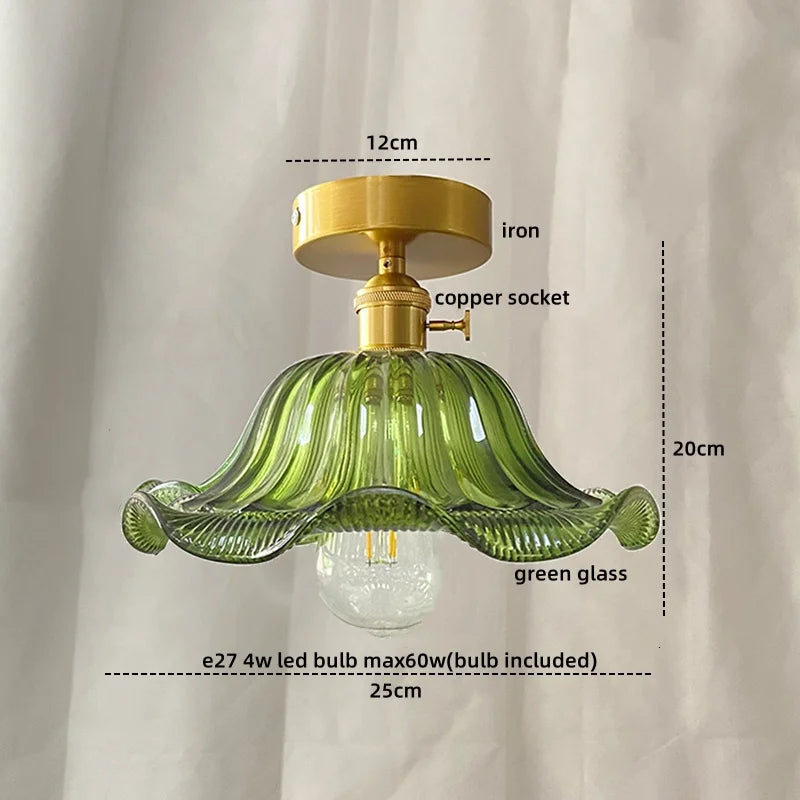DecorBites™ مصباح سقف نحاسي زجاجي أخضر للشرفة والمطبخ LED حديث