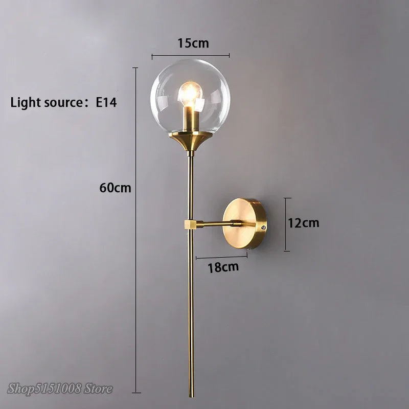 مصباح حائط زجاجي ذهبي DecorBites™ بإضاءة LED للمطبخ والحمام والمرآة إضاءة داخلية