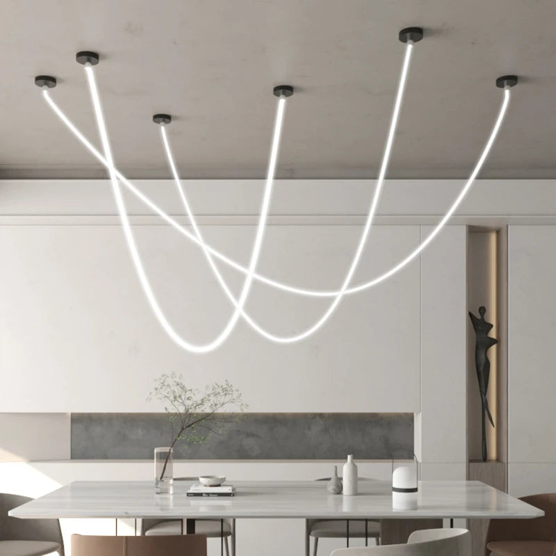 Nordic Linear Metal Pendant Light in Black or Gold