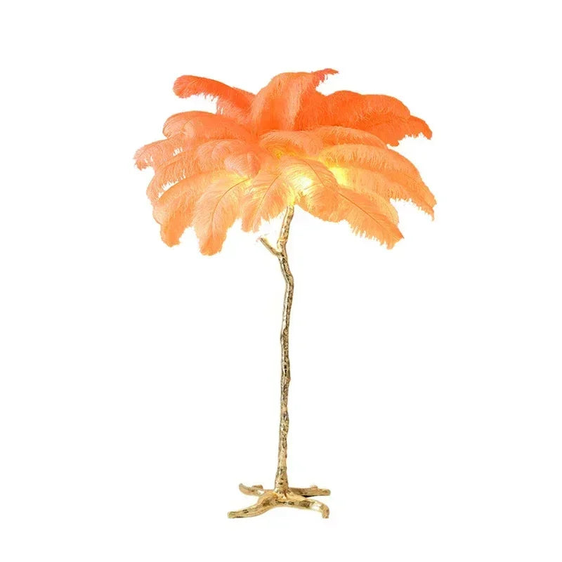 DecorBites™ Elegant Feather Floor Lamp with Adjustable Bulbs for Stylish Home Decor
