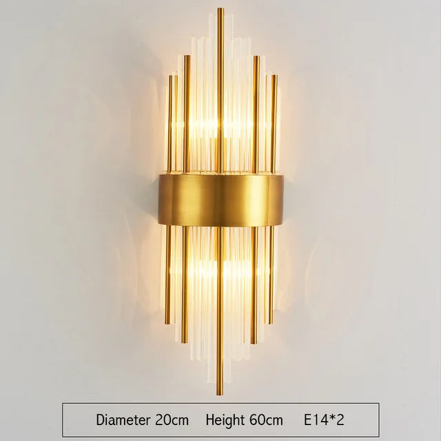 DecorBites™ Crystal Wall Lamp: Elegant Golden LED Sconce for Bedroom, Living Room & Bathroom