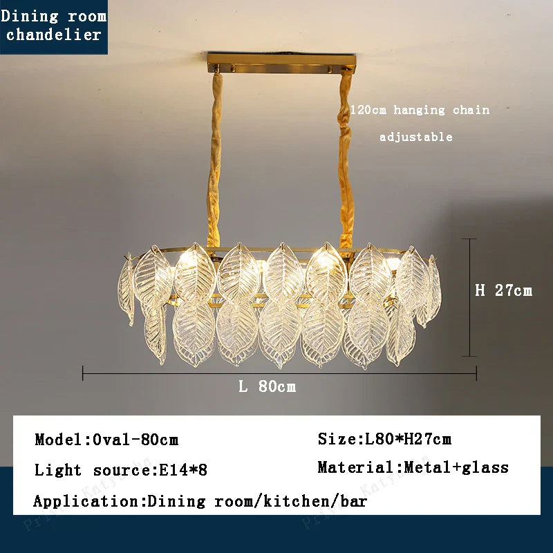 DecorBites™ ثريا أوراق الشجر الزجاجية الفاخرة لغرفة الطعام
