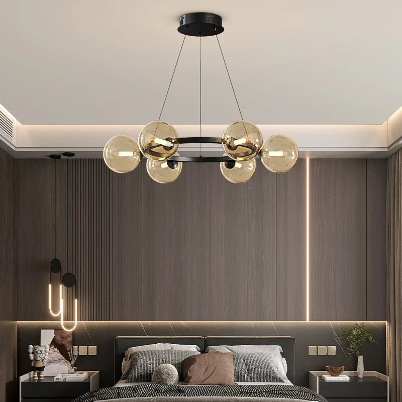 Contemporary Multi-Head Acrylic Glass Pendant Chandelier