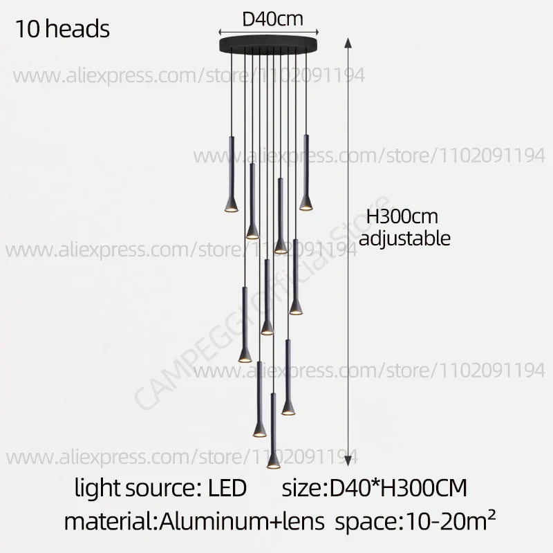 DecorBites™ Horn-Shaped Nordic Pendant Lamp for Modern Living Room and Staircase