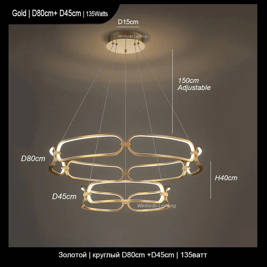 DecorBites™ Adara Luxury LED Chandelier: Modern Ring Light for Home Interior Decoration
