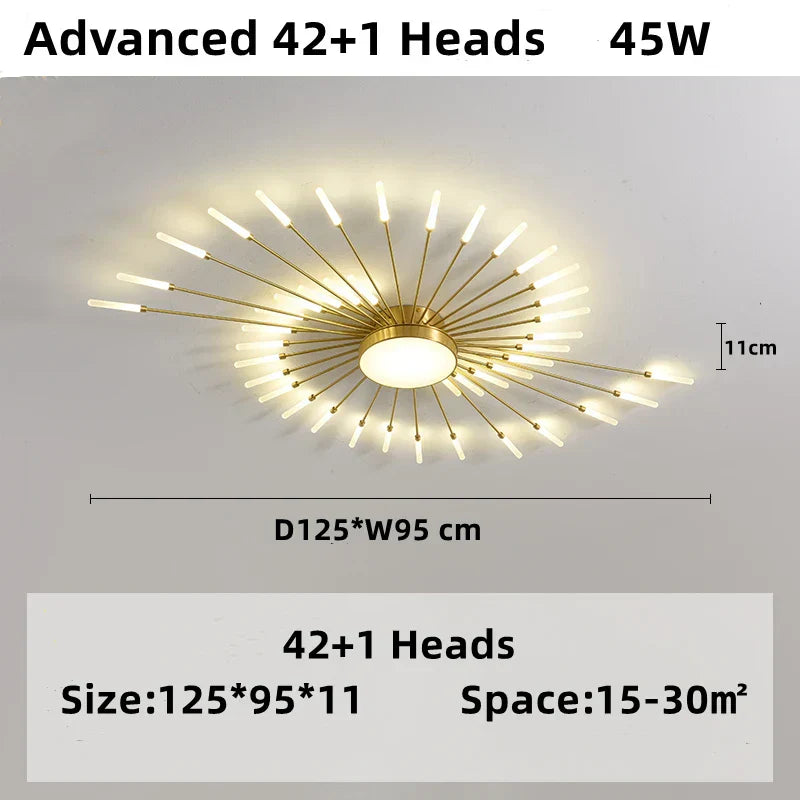 DecorBites™ ثريا الألعاب النارية LED: تركيبات إضاءة متدلية حديثة لغرفة المعيشة وغرفة النوم على الطراز الاسكندنافي