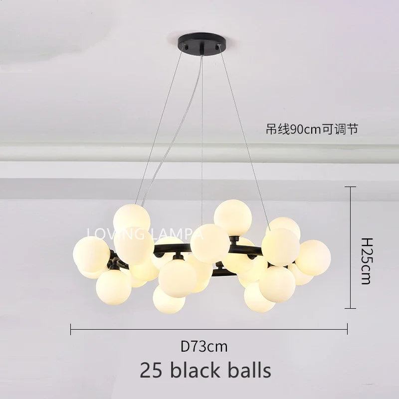 DecorBites™ Glass Ball LED Chandelier Pendant Lamp, Modern Round Design for Home Decor Lighting