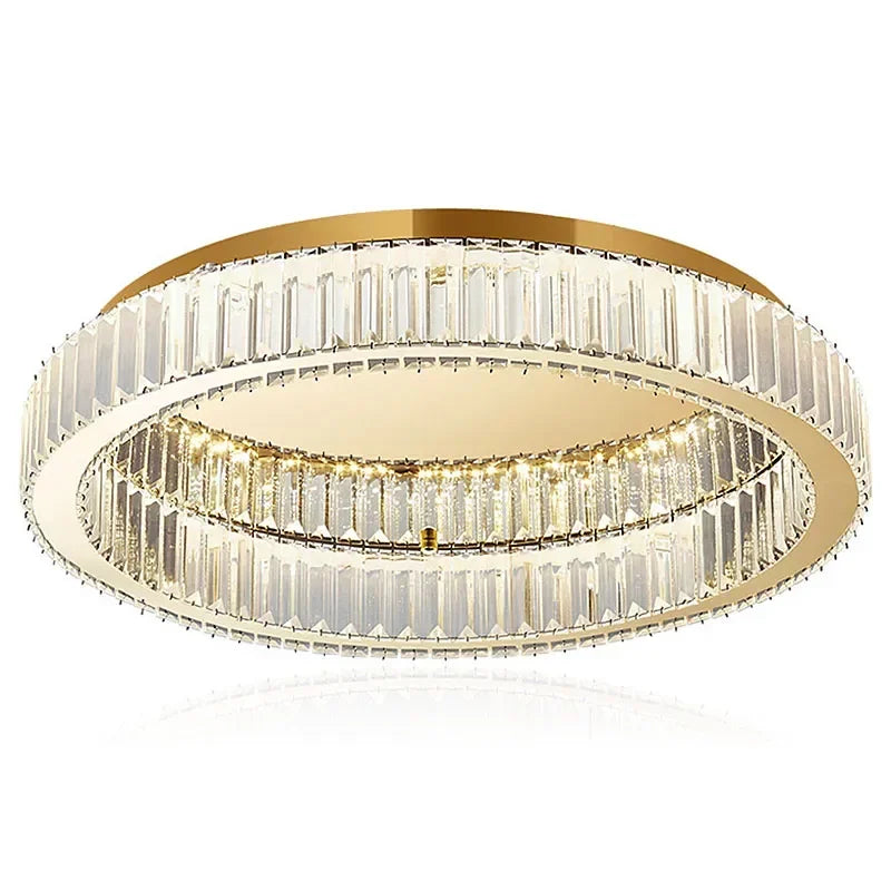 DecorBites™ Crystal Circle LED Ceiling Chandelier for Modern Living Room, Bedroom, and Study