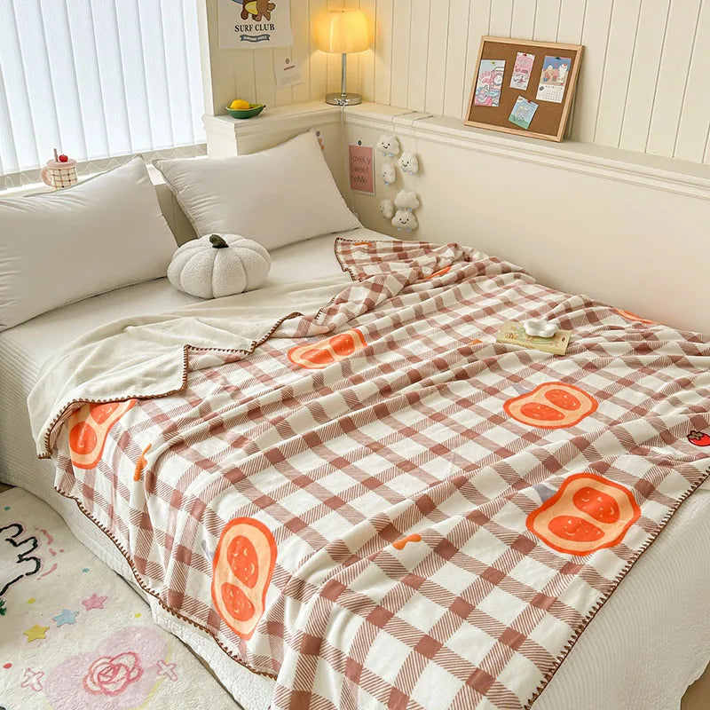 DecorBites™ Cozy Milk Velvet Blanket: Cute Pattern, Warm, Multi-Functional Sofa & Travel Shawl