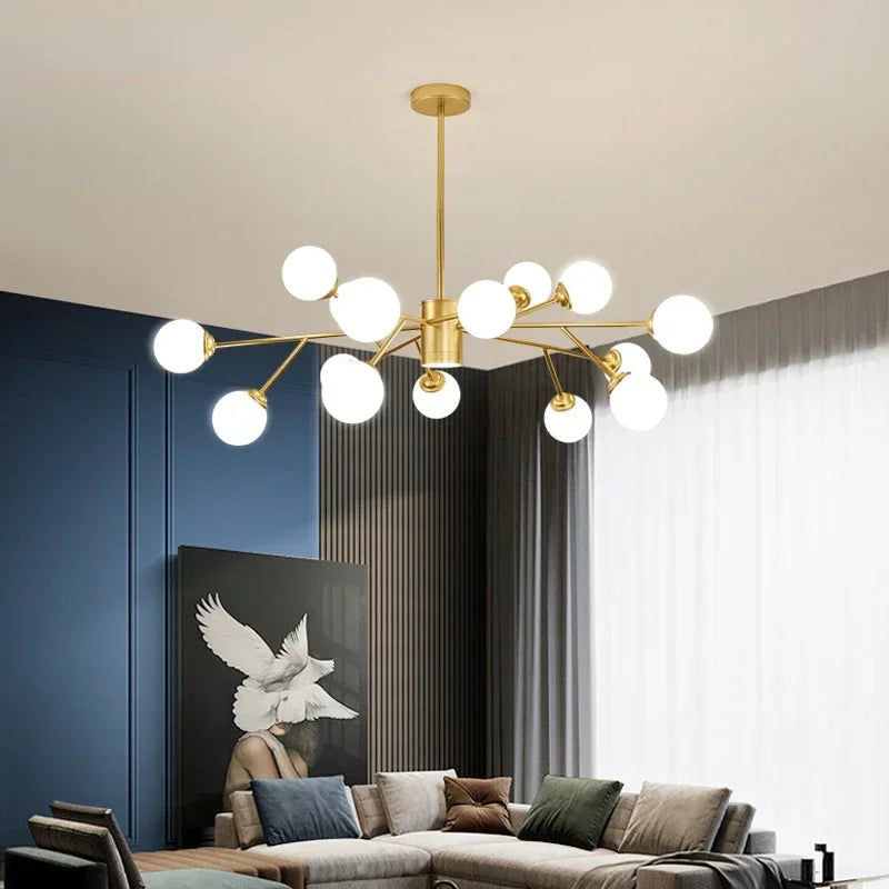 DecorBites™ ثريا سقف LED ذهبية سوداء لغرفة المعيشة وغرفة النوم تركيبات الإضاءة
