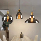 Retro Industrial Gray Glass Pendant Light