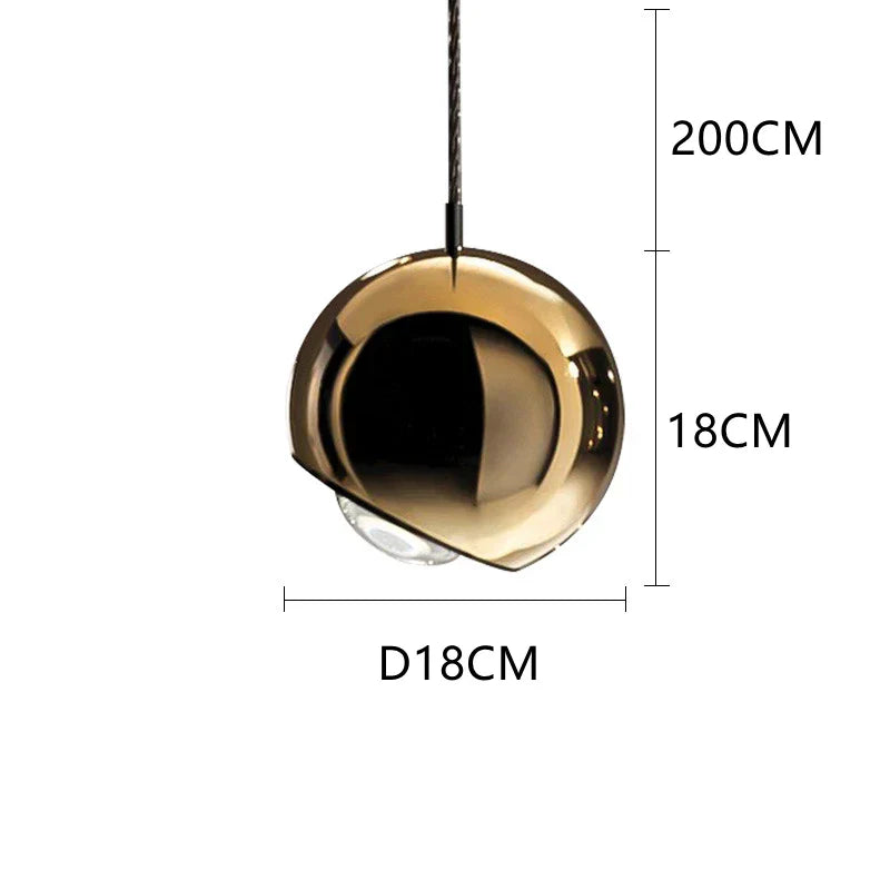 DecorBites™ مصباح LED متدلي بكرة كروم ذهبية للمطبخ، غرفة النوم، غرفة الطعام