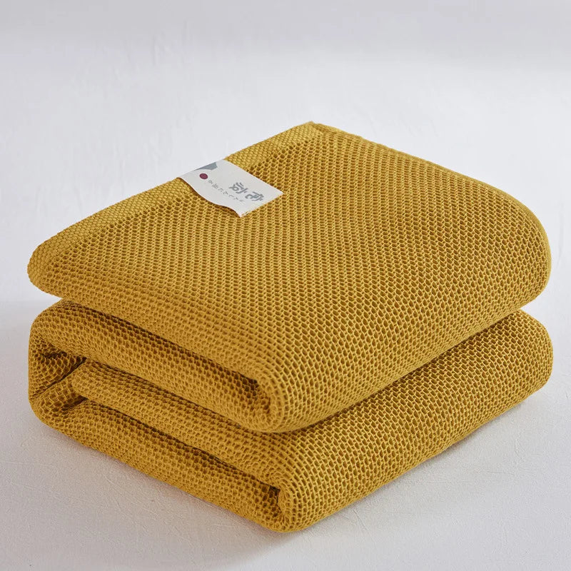 DecorBites™ Cotton Honeycomb Towel Blanket for Single Double - Breathable Cozy Sofa Cover