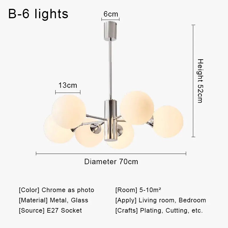 DecorBites™ Glass Ball LED Ceiling Chandelier for Modern Living Room and Bedroom