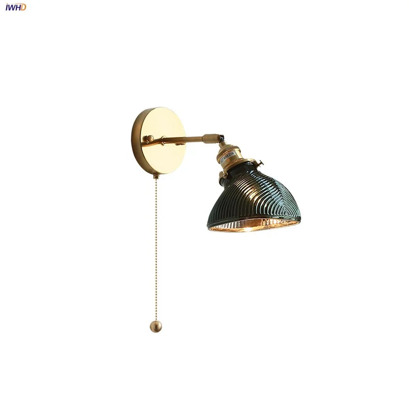 DecorBites™ Green Glass LED Wall Sconce, Modern Nordic Rotate Copper Stair Light