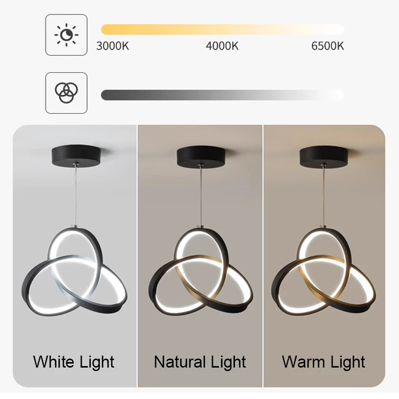 Nordic Metal LED Pendant Light in Black or Gold