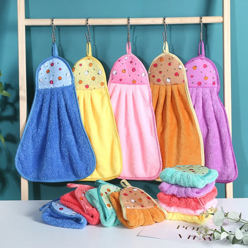 DecorBites™ Coral Velvet Hand Towel: Absorbent Cleaning Tool for Home Kitchen & Bathroom