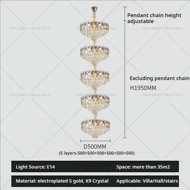 DecorBites™ Crystal Duplex Chandelier: New Light Luxury Post-Modern Hall Lighting for High Living Room