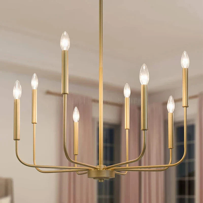 DecorBites™ ثريا ريترو ذهبية وسوداء بإضاءة شمعدان للسقف لغرفة المعيشة والمطعم