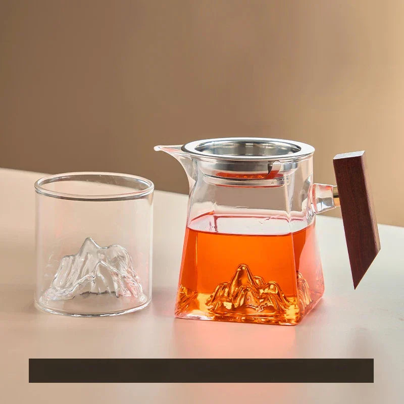 طقم كوب شاي زجاجي كونغ فو من DecorBites™ بمقبض وفلتر، 350 مل