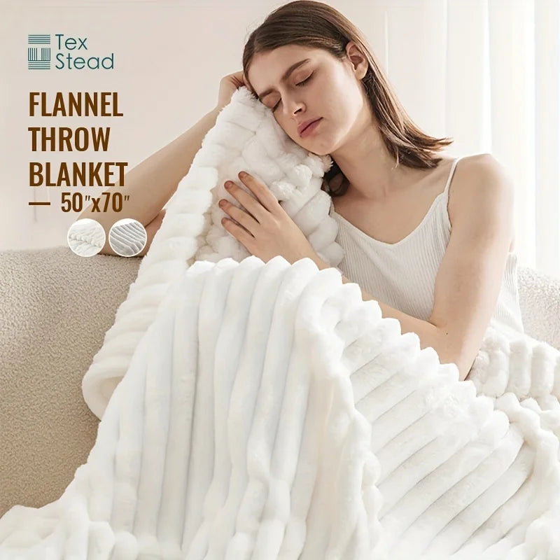 DecorBites™ Fuzzy Super Soft Flannel Throw Blanket - Luxe Plush Blanket for Sofa, Bed