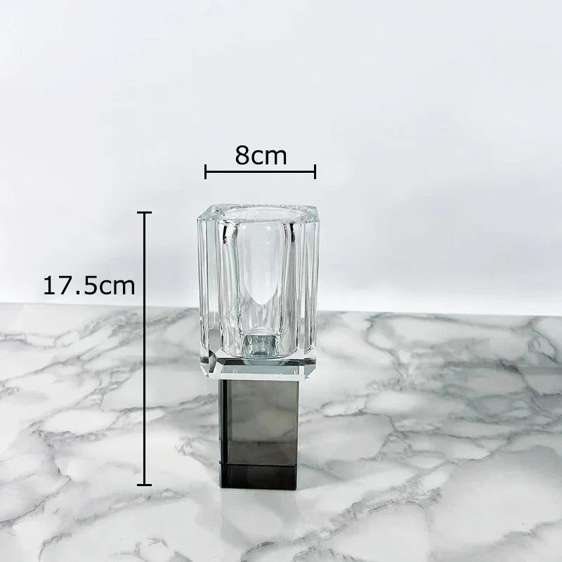 DecorBites™ Crystal Glass Vase with Artificial Flowers, Modern Home Decor