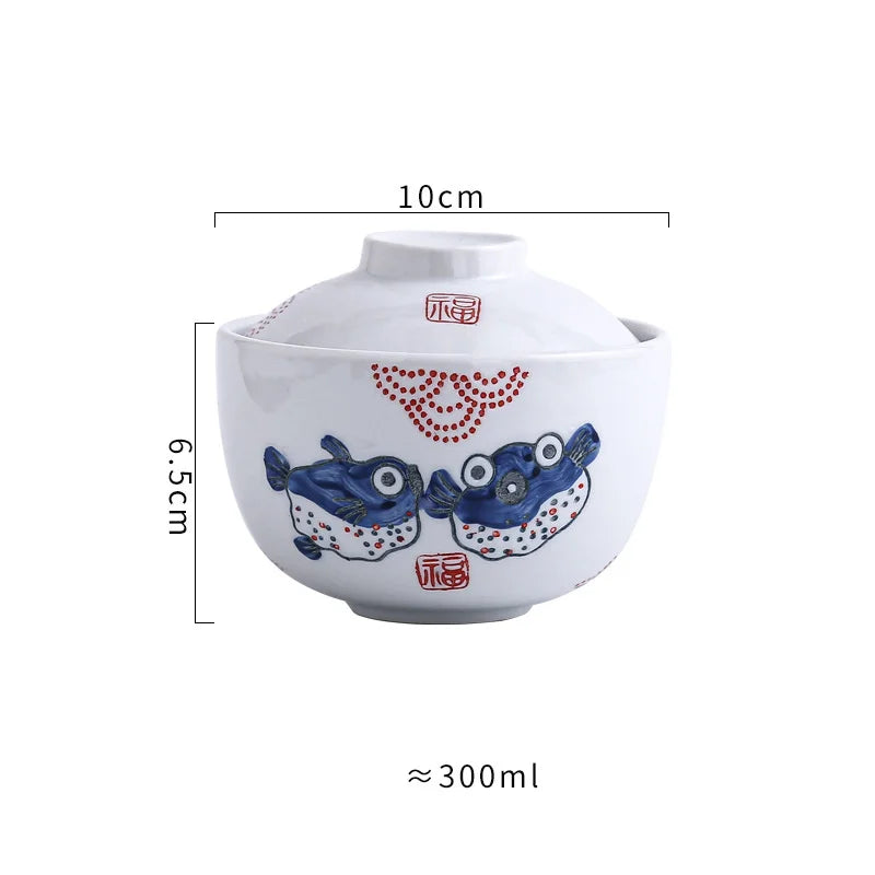 DecorBites™ 4.25" Ceramic Stew Pot Bowl with Lid - Multipurpose Steam Egg Soup Bowl - Small Steaming Cup for Slow Cooking - Home & Restaurant Tableware