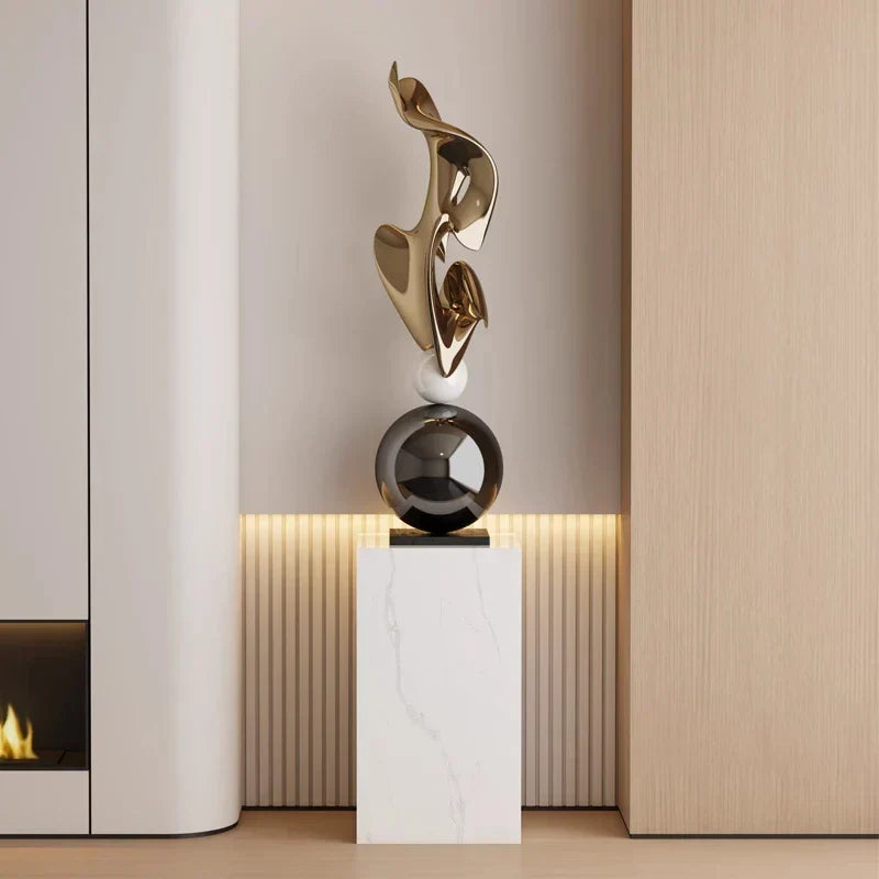 DecorBites™ تمثال فني هندسي مطلي بالكهرباء لديكور المنزل العصري الفاخر