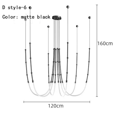 DecorBites™ Linear Creative Chandelier: Nordic LTalian Designer, Modern Lighting for Living Room, Lobby, Bedroom, Restaurant