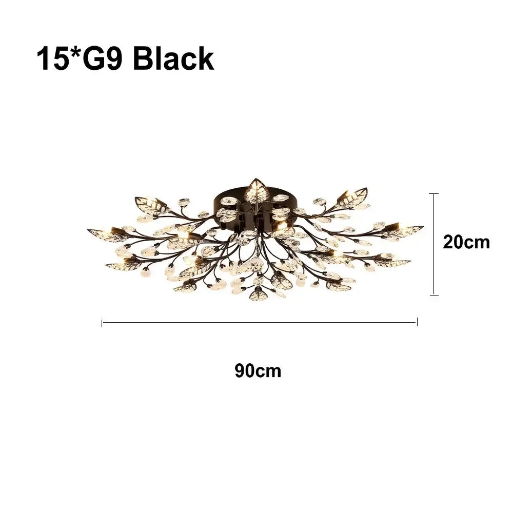 DecorBites™ Crystal Leaf LED Ceiling Chandelier: Industrial Retro Home Decor Lighting