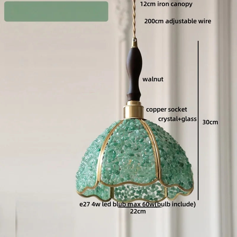 DecorBites™ Copper Walnut LED Pendant Lamp Crystal Glass Hanging Light