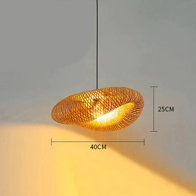 ثريا خيزران من ديكور بايتس™: إضاءة LED معلقة يدوية لغرفة المعيشة والطعام. مع عتامة