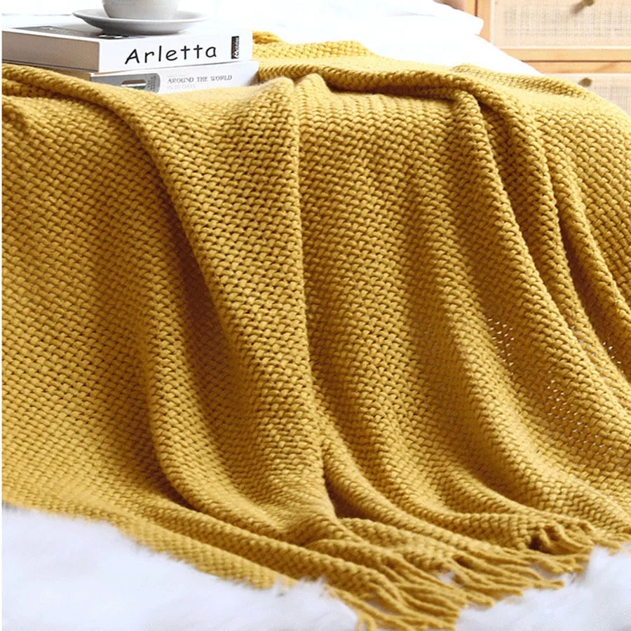 بطانية أريكة منسوجة Nordic DecorBites™ - فوطة نهاية سرير ناعمة من مزيج الصوف لديكور غرف نوم الفنادق