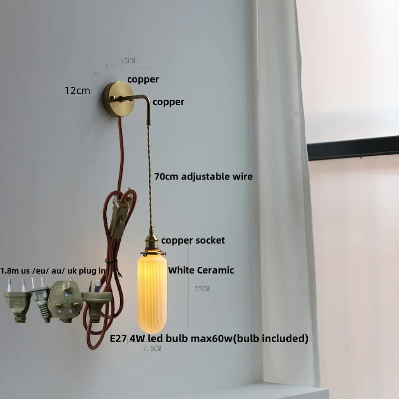 DecorBites™ Clear Glass LED Wall Light | Modern Adjustable Nordic Copper Lamp Fixtures