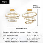 Modern Crystal Ring Pendant Chandelier In Gold Or Silver