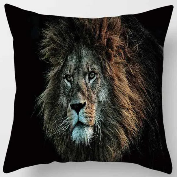 DecorBites™ Animals World Tiger Lion Pillow Case for Cute Home Decor in Sofa Living Room