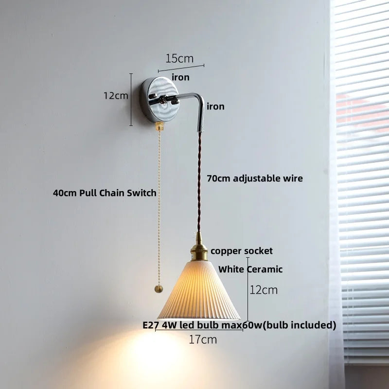 DecorBites™ Ceramic LED Wall Light with Pull Chain Switch - Nordic Design