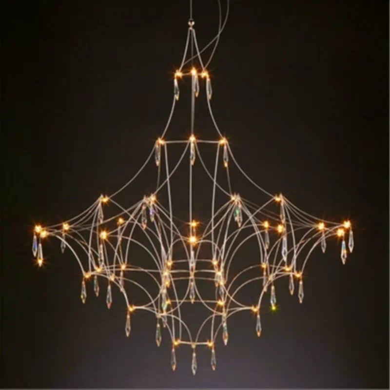 Italian Minimalist Crystal Pendant Light in Silver or Gold