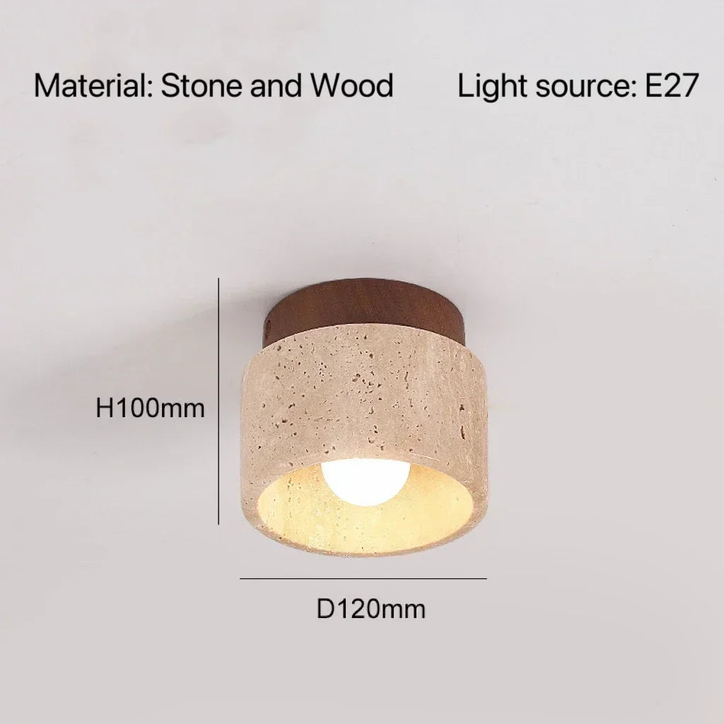 Modern Travertine Stone Pendant Light in White