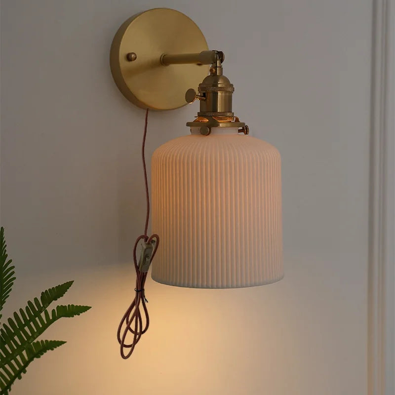 DecorBites™ Ceramic Knob Switch Wall Light by IWHD - Modern LED Sconce for Bedroom, Hallway & Bathroom