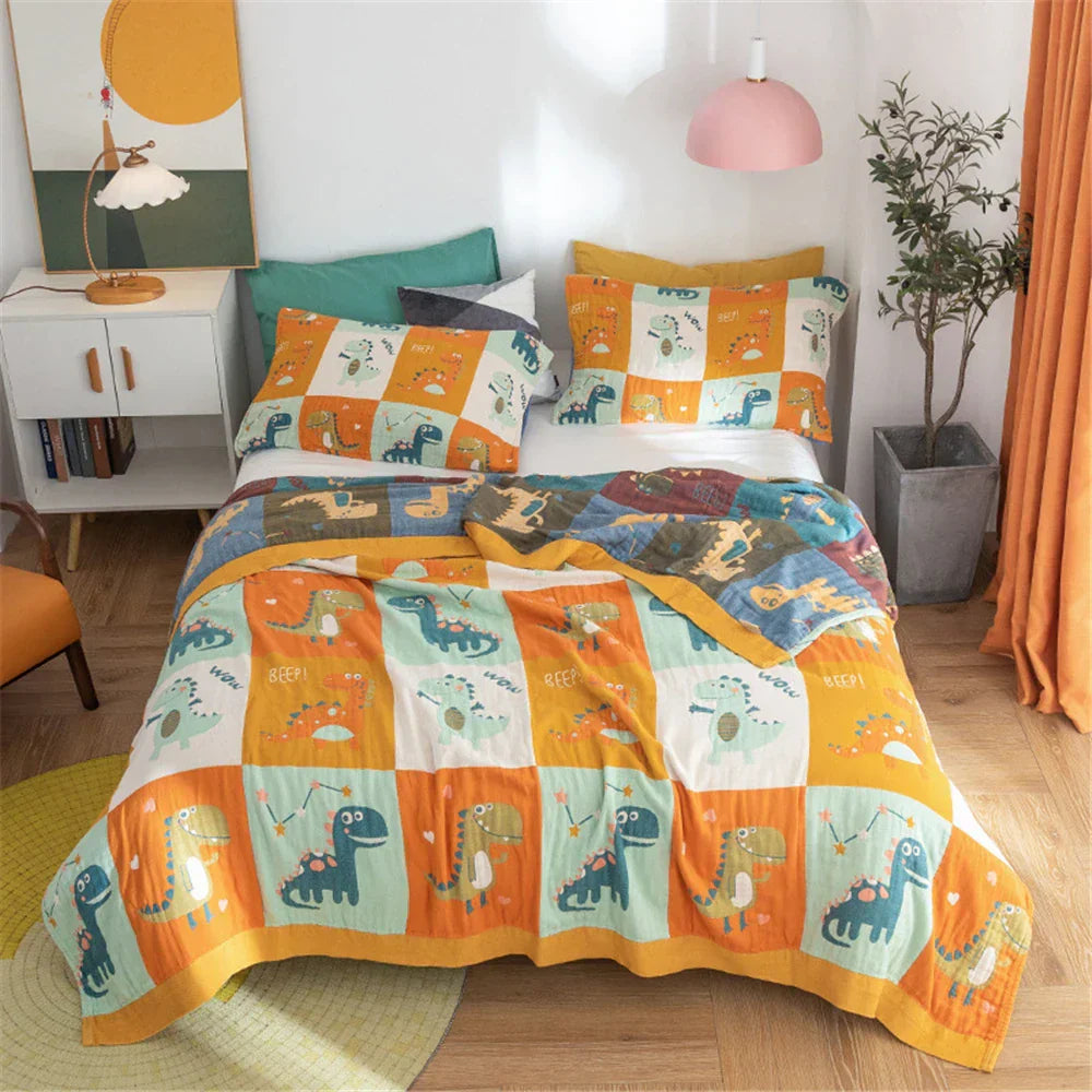 Couverture Serviette en Gaze de Coton DecorBites™ - Jacquard Double Face Teint en Fil pour Adultes et Enfants