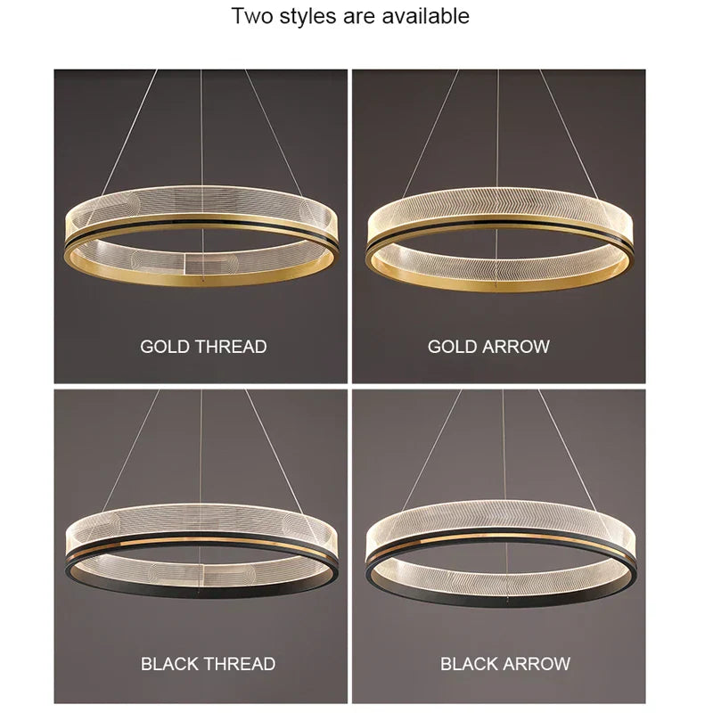 DecorBites™ Black/Gold LED Pendant Lights | Modern Design for Home Lighting Decoration