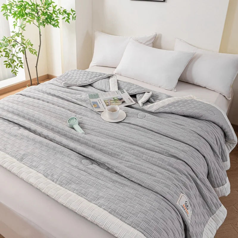 لحاف الصيف المحبوك بنسيج الوافل من DecorBites™: ناعم، قابل للتنفس، مُبرّد، قابل للغسل في الغسالة، خفيف الوزن، ولطيف على البشرة