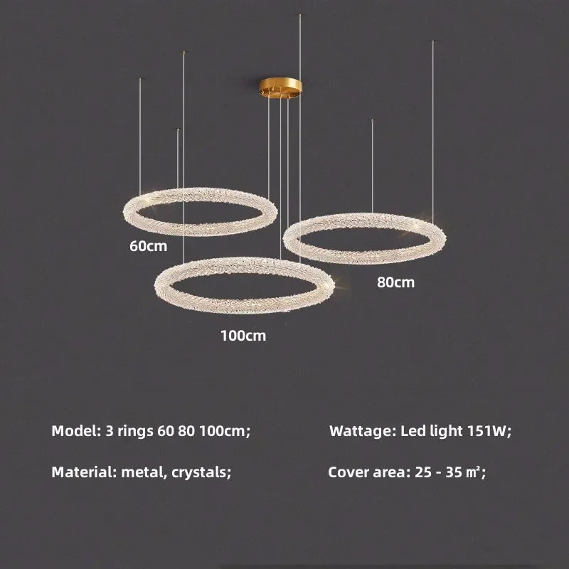 DecorBites™ Crystals Pendant Lights: Modern Dimmable Chandelier for Luxury Living Room, Dining, Bedroom