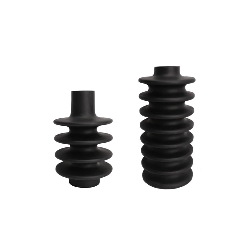 DecorBites™ Geometric Circle Spiral Black Resin Vase - Home Decor Flower Pot
