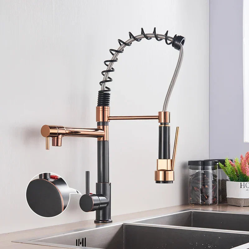 DecorBites™ Kitchen Faucet Pull Out Dual Spout Single Handle Mixer Tap 360 Rotation