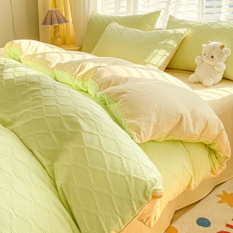 DecorBites™ Fresh Bubble Yarn Fabric Bedding Set - Soft, Breathable Duvet Cover with Sheet